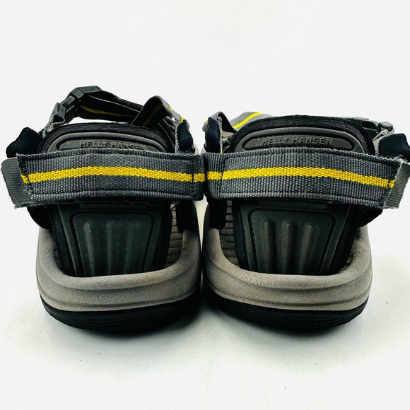 Helly Hansen The Huk Sandals Criss Cross Nylon Hook Loop Adjustable Black Yellow - Picture 5 of 10